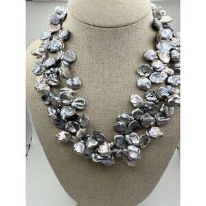 Lucas Lameth Luc Sterling Silver Peacock Keshi Pearl Necklace 21”